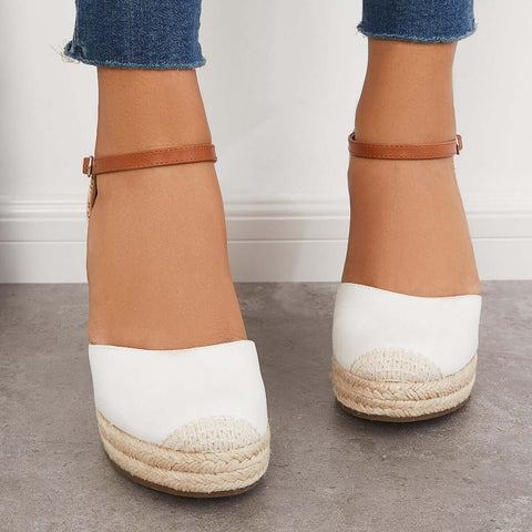 Closed Toe Espadrilles Wedges Platform Ankle Strap Dress Sandals