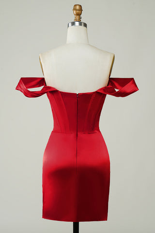 Trendy Shetah Off the Shoulder Red Short Homecoming Dress with Ruched