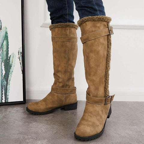 Warm Knee High Snow Boots Winter Fur Lined Riding Boots