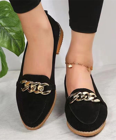 Leopard Flats Schuhe Kunstleder Pailletten Kette Verbunden Stilvolle Spleißen