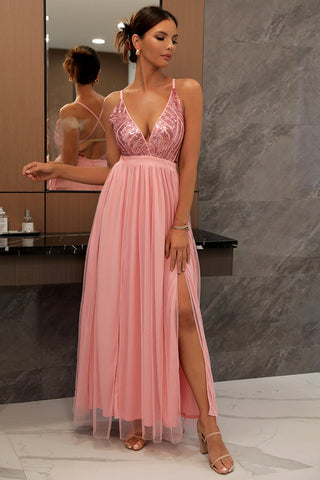 V-neck Sequin Party Dress