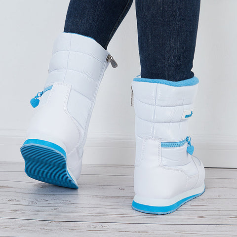 Damen Schneestiefel mit Reißverschluss, warm, mit Pelzfutter, wasserdichte Stiefeletten