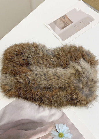Art Beige Fuzzy Fur Flauschige Leder- und Pelzmütze