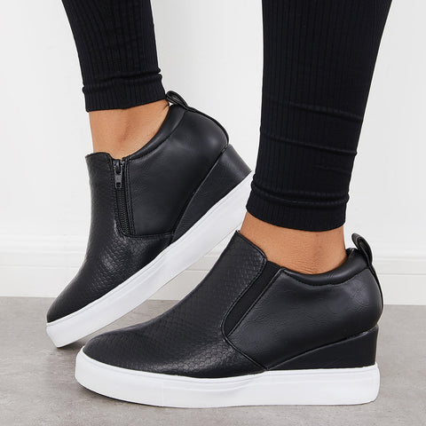 Casual Slip on Platform Wedge Sneakers Hidden Wedge Booties