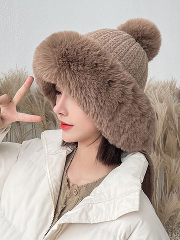 Women Winter Solid Color Korean Adult Plush Hat