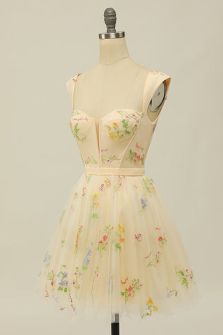 Stylish A Line Sweetheart Light Green Short Homecoming Dress with Embroidery