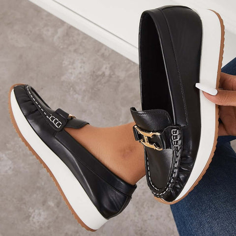 Lässige, bequeme Plateau-Loafer, flache Bootsschuhe zum Hineinschlüpfen