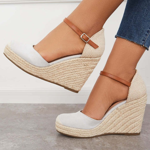 Closed Toe Espadrilles Wedges Platform Ankle Strap Dress Sandals