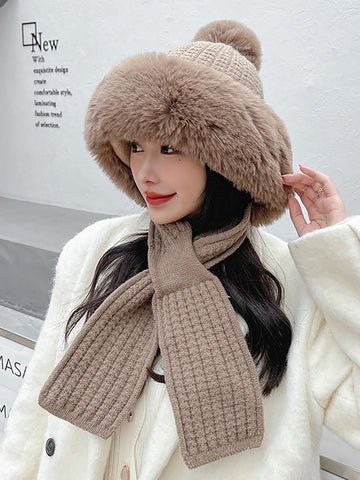 Women Winter Solid Color Korean Adult Plush Hat