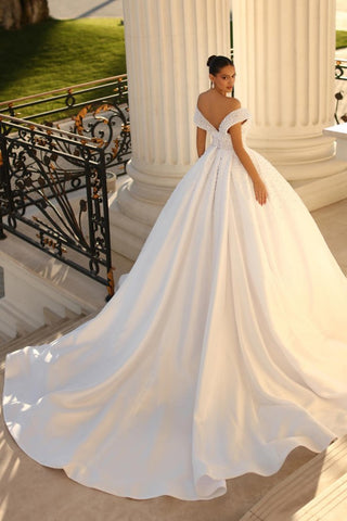 Ballkleid Brautkleid Satin Off-the-Shoulder