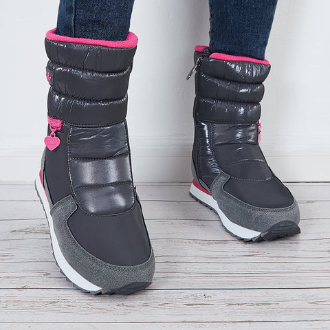 Damen Schneestiefel mit Reißverschluss, warm, mit Pelzfutter, wasserdichte Stiefeletten
