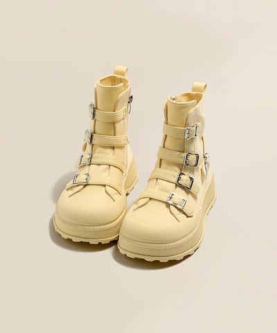 Damen Casual Plateau Canvas Stiefel Rosa