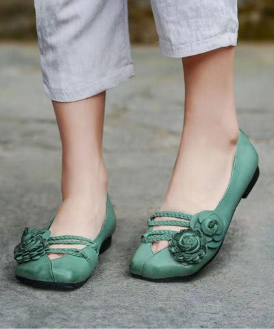 Khakifarbene flache Schuhe mit Blumenmuster für Damen, die Schuhe für Plattfüße spleißen