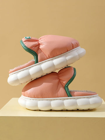 Indoor Unisex Casual Solid Plush Slippers
