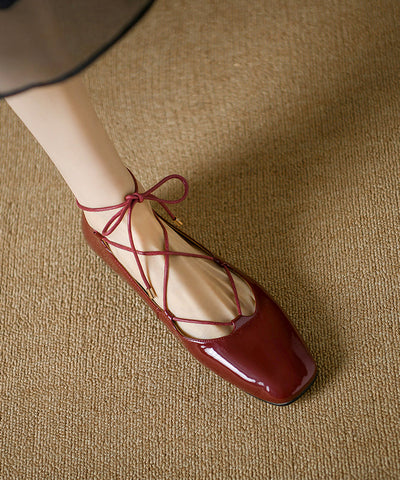 Französische Mulberry-Schnürschuhe mit Spleißen und quadratischer Spitze