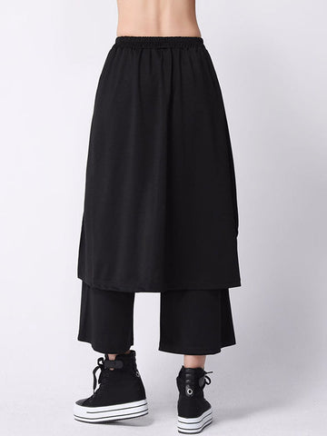 Casual False Two Solid Empire Capri-Pants Bottoms