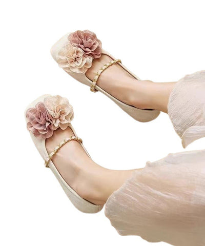 Boutique Bequeme Spleißen Floral Beige Flats Schuhe