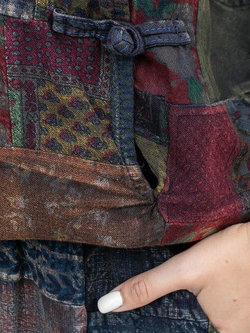 Women Summer Retro Plaid Spliced Pocket Low Crotch Pants