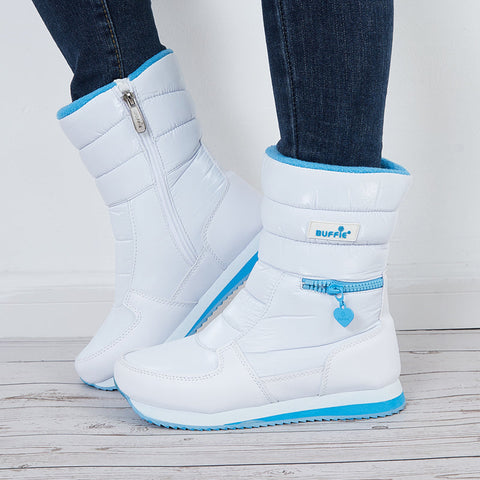 Damen Schneestiefel mit Reißverschluss, warm, mit Pelzfutter, wasserdichte Stiefeletten
