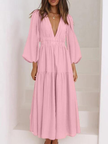 Boho Maxikleid mit Ballonärmeln für den Strandurlaub