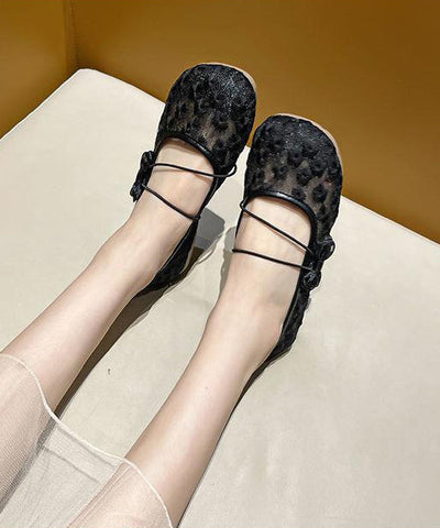 Schwarze, atmungsaktive Mesh-Chic-Splicing-Bogen-Flachschuhe für Damen