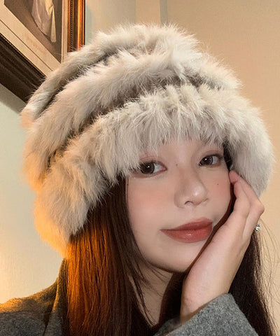 Chic Rabbit Hair Knitted Winter Warm Fisherman Hat