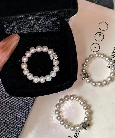 Classy White Pearl Fine Zircon Elastic Ring