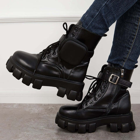 Chunky Platform Combat Ankle Boots Goth Lug Sole Booties
