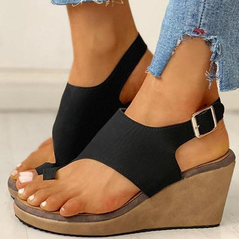 Cork Wedge Platform Sandals Slingback Ankle Strap Sandals