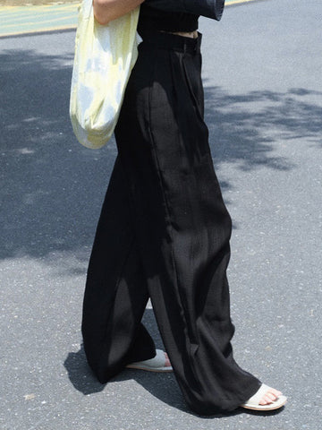 High-Waisted Pleated See-Through Loose Sun-Protection Trousers Casual Pants Bottoms