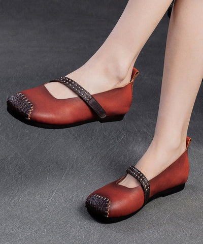 Damen Rote flache Schuhe aus Rindsleder