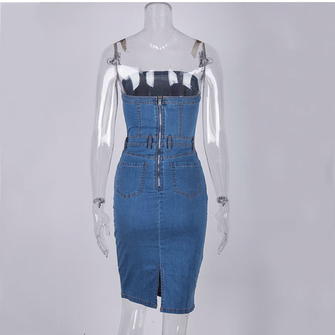 Trägerloses Jeanskleid für Damen, elegantes Sommerkleid, sexy Party-Jeanskleid, figurbetonte Kleider, lässige Clubwear, Vestido Jeans