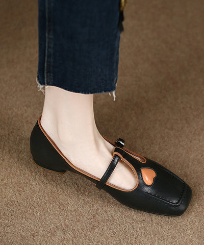 Beige Herz Rindsleder Flache Füße Schuhe Casual Vielseitig
