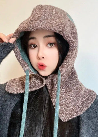 Winter Blau Wärme Strickmütze und Hals Integrierte Winddicht Warm