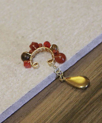 Chic Red Sterling Silver Overgild Agate Colored Glaze Peking Opera Stud Earrings