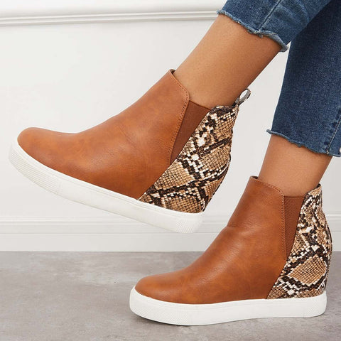 Slip on Hidden Wedge Sneakers Platform Wedge Booties