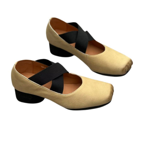 Women Retro Leather Chunky Heel Casual Shoes