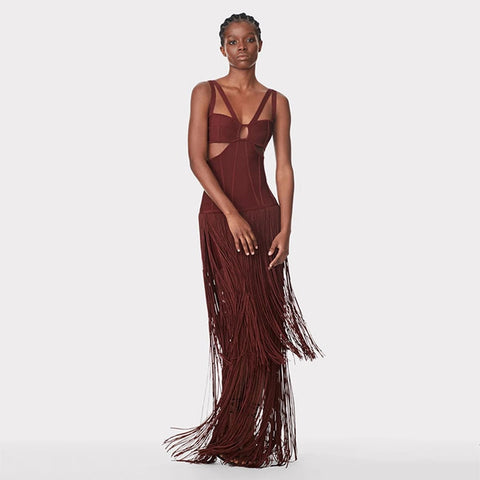 Suspenders, Fringe, Party Club, Street Socialite Elegant Bandage Dress