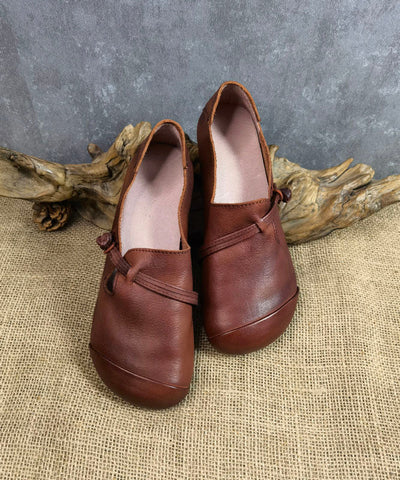 Braune Schuhe für Plattfüße, Rindsleder, modische flache Schuhe mit Schnallenriemen