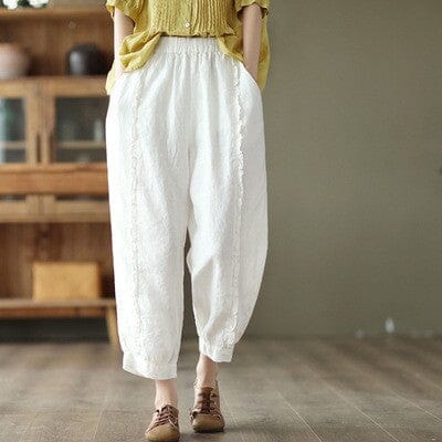 Women Summer Retro Casual Loose Trim Pants