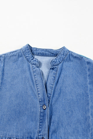 Three-Quarter Sleeve Black Denim Resort or Summer Dress