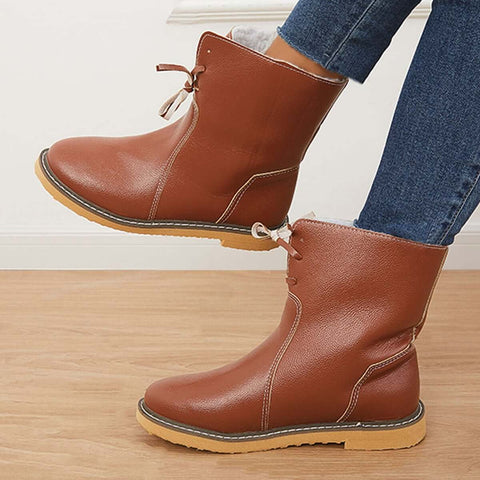 Warm Cotton Lined Snow Ankle Boots Wide Width Flat Booties