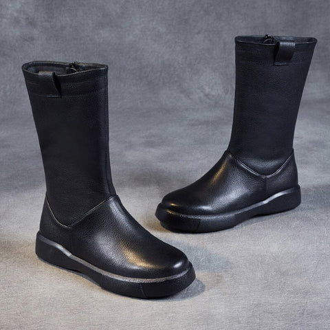 Women Solid Leather Boots