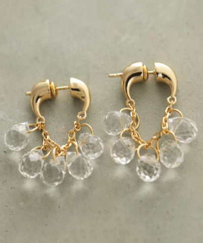 Oversize Silk Copper Overgild Crystal Water Droplet Hoop Earrings
