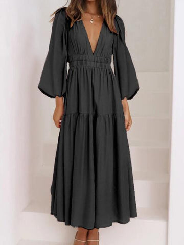 Boho Maxikleid mit Ballonärmeln für den Strandurlaub