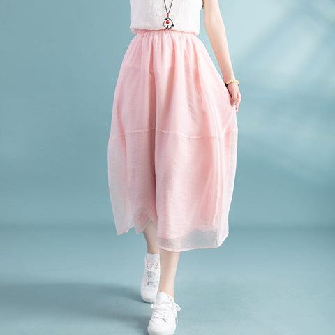 Summer Loose Mesh Casual A-Line Skirt