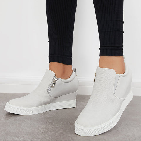 Casual Slip on Platform Wedge Sneakers Hidden Wedge Booties