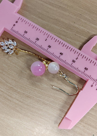 Handmade Pink Zircon Long Tasseled Drop Earrings