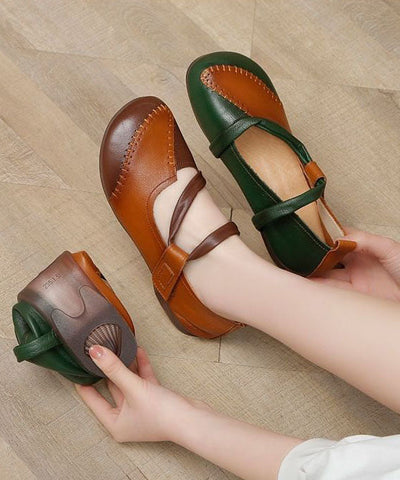 Handgemachte grüne flache Schuhe zum Schnüren für Damen