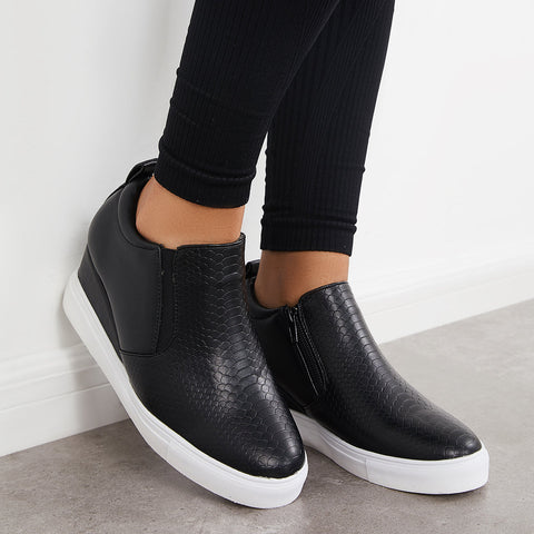 Casual Slip on Platform Wedge Sneakers Hidden Wedge Booties